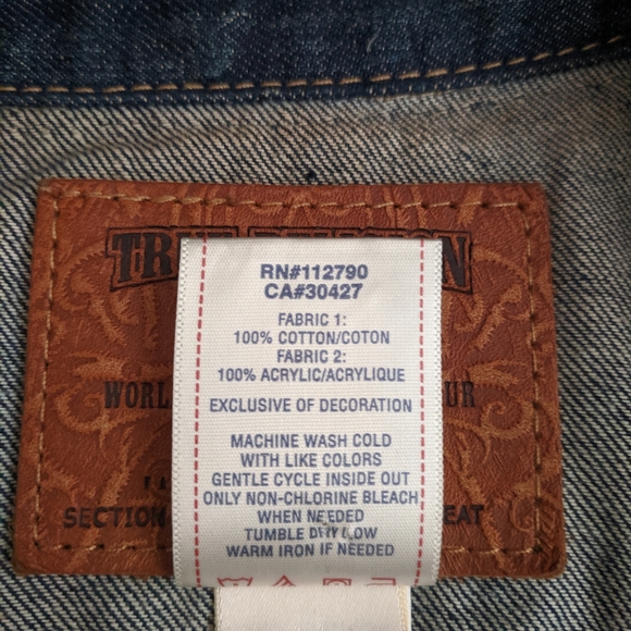 True Religion World Tour Jada Baja Denim Jacket M like new - Picture 7 of 10
